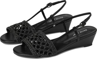David Tate Womens David Tate Danza Sandal Black Wedge Heel Slingback Strap HAWK1288