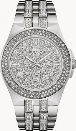 Bulova 96B235 Mens Crystal Watch - Silver - One Size