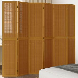Berkfield Home Room Divider 6 Panels Brown Solid Wood Paulownia