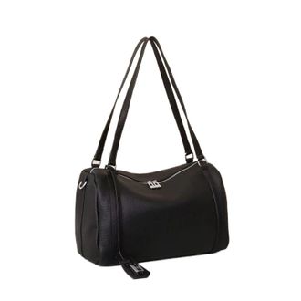 Generic Fashionable Simple Genuine Leather Soft Commuter Shoulder Bag, Niche Design, Handbag, Armpit Tote(Black)