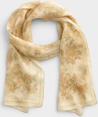 Lauren Ralph Lauren Womens Long sheer 100% silk baroque flower scarf