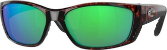Costa Mens Fisch Reader Rectangular Polarized Sunglasses In Tortoise/green Mirror