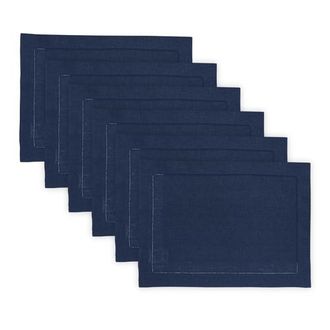Solino Home Linen Placemats - Classic Hemstitch - Set of 6, 14 x 19 in Navy at Nordstrom, Size Medium