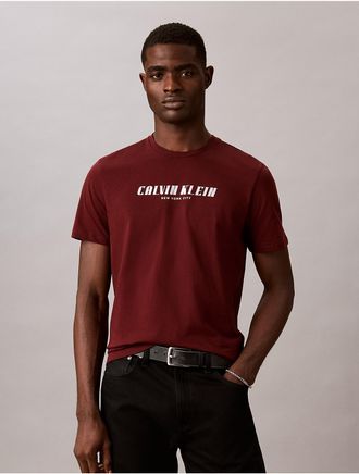 Calvin Klein Jeans Calvin Klein Mens Slanted Calvin Logo Graphic Tee - Red - 2XL