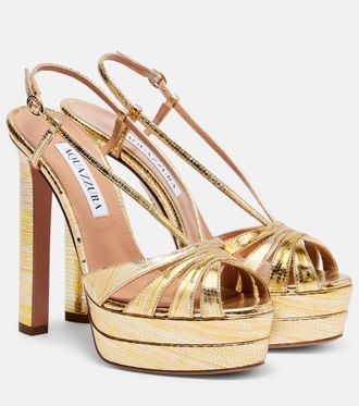 Aquazzura Aimee 130 metallic leather platform sandals