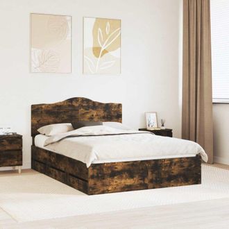 vidaXL Estructura De Cama Roble Ahumado 140 X 190 Cm Madera Ingenieril Vidaxl