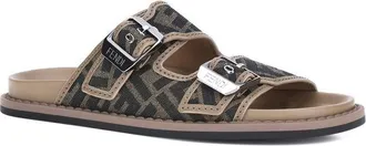 Fendi Mens Brown Calf Leather Bos Taurus Flat Sandals