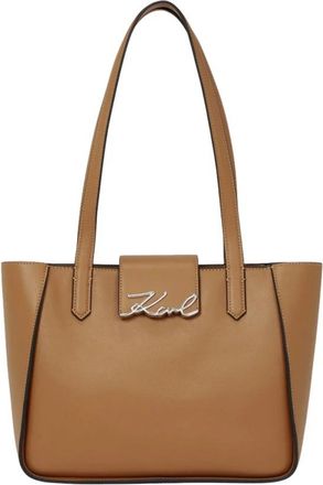 Karl Lagerfeld A4W30066 K Signature SM Tote - Dames - Shoppers - Bruin - ONE Size - Leer - Tassen