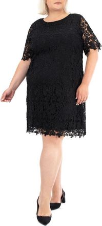 Nina Leonard Crochet Lace Sheath Dress in Black at Nordstrom Rack, Size 1X