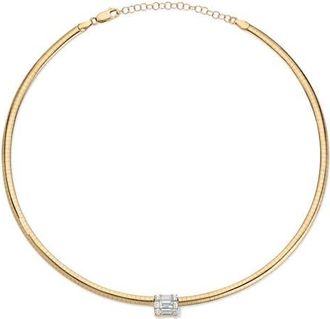 Mindi Mond Clarity Omega Cube Diamond Pendant Choker Necklace in 18K Yellow Gold at Nordstrom, Size 16