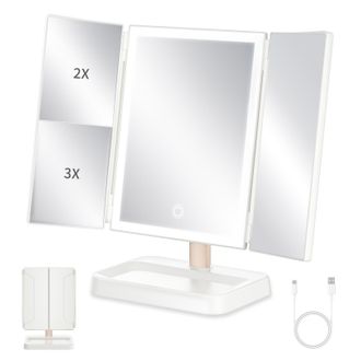 OEM Espejo De Maquillaje Iluminado Para Tocador Con Aumento De 1x/2x/3x - Espejo Led Independiente - Luz Iluminada - Escritorio De Maquillaje