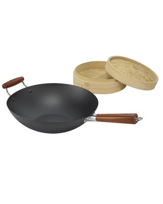 Cuisinart Steel Pre-Seasoned Wok/Steamer 3Pc Set