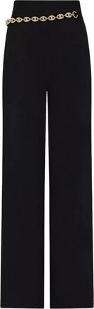 Paco Rabanne Chainmail-Detail Wool-Cashmere Broeken - Dames - Wijde Broeken - Zwart - S - Wol - Broeken