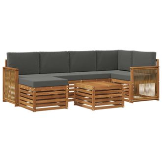 vidaXL Conjunto De Sof&aacute; Seccional Con Coj&iacute;n 6 Pcs Natural Y Antracita Vidaxl
