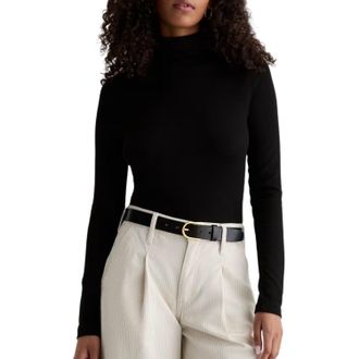AG - Adriano Goldschmied Chels Turtleneck Top In Super Black