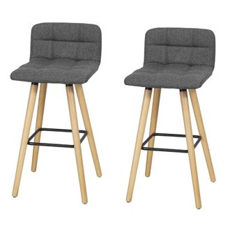 SoBuy Taburetes x2 con respaldo madera gris