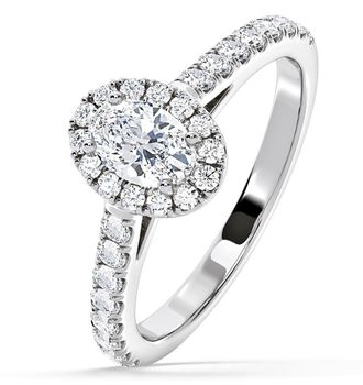 The Diamond Store Georgina GIA Oval Diamond Halo Engagement Ring Platinum 1.30ct G/Vs1