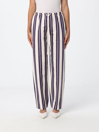 Forte_Forte Pantaloni con coulisse in cotone e lino a righe