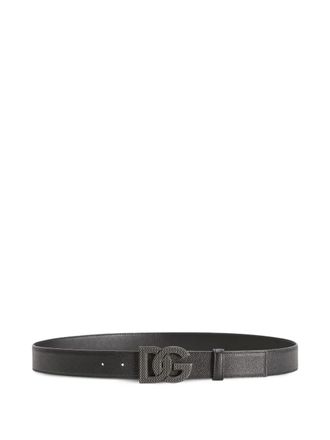 Dolce & Gabbana logo-embellished leather belt - Black