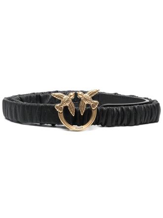 Pinko Cintura con placca logo in pelle - Nero