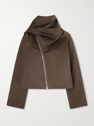 Rick Owens Giacca Cropped In Shell Di Raso Scarf Flight - Grigio