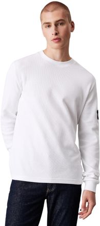 Calvin Klein Jeans Men Long-Sleeve T-Shirt Badge Waffle LS Basic, White (Bright White), M