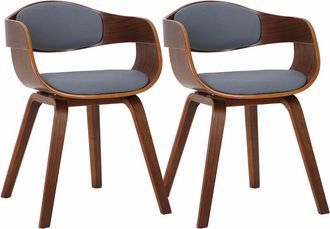 Clp Set de 2 sillas de salón Kingston en polipiel Nogal/gris