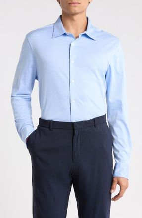 Nordstrom Tiller Lux Cotton Knit Button-Up Shirt in Blue-White Eoe at Nordstrom, Size Xx-Large