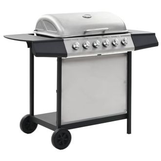 Berkfield Home Gas BBQ Grill with 6 Cooking Zones Stainless Steel Silver