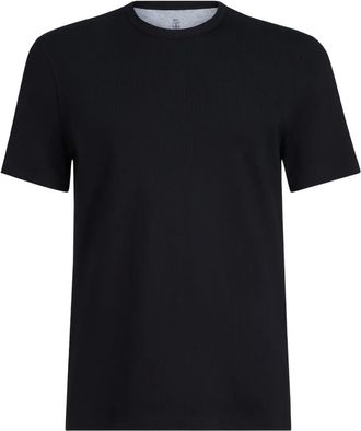 Brunello Cucinelli Geribbeld T-shirt met ronde hals - Zwart