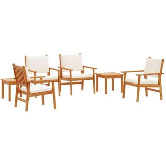 vidaXL Conjunto De Sof&aacute; De Jard&iacute;n 6 Pcs Marr&oacute;n 45 X 45 X 38cm Vidaxl