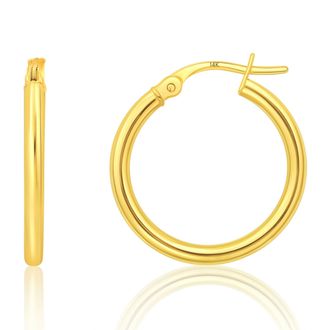 MAX + STONE 14k Yellow or White Gold 2mm Thick Tube Hoop Earrings 12MM to 50MM