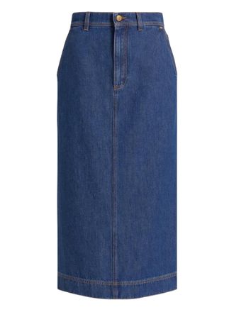 Alberta Ferretti Gonna midi con cuciture a contrasto - Blu