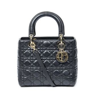 Dior Pre-owned Womens Medium Lady Zip Shoulder Bag - Black - One Size