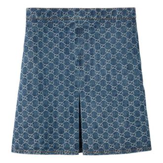 Gucci (WMNS) Gucci GG Jacquard Flared Skirt Denim 791386-XDCZE-4266