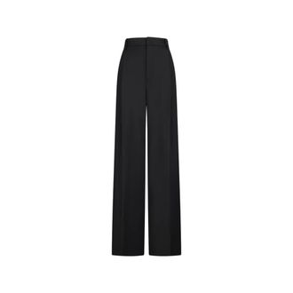 Blumarine Wide Trousers, female, Black, Size: XS Wool Diagonal Pants