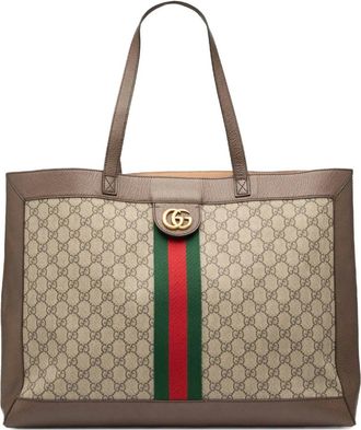 Gucci 2016-2025 GG Supreme Ophidia tote bag - women - Fabric/Calf Leather/Leather - One Size - Brown