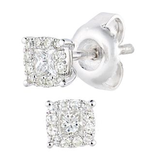 Diamant L'&eacute;ternel Womens 9ct White Gold Earrings With 0.2ct Diamond - One Size