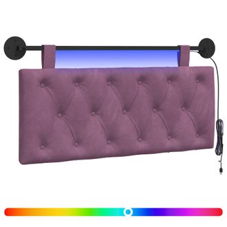 vidaXL Cabecero Colgante Con Luz Led Morado Terciopelo Vidaxl