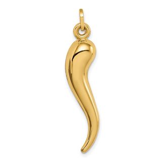 Diamond2Deal 14k Yellow Gold Hollow 3D Italian Horn Charm
