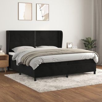 vidaXL Vidaxl - Cama Box Spring Con Colch&oacute;n Terciopelo Negro 200x200 Cm
