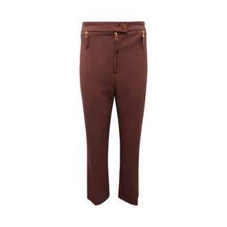 Elisabetta Franchi Slim-fit Trousers, female, Brown, Size: 2XL Double Crepe Trousers