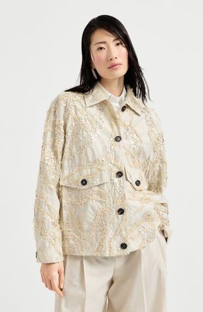 Brunello Cucinelli Dazzling seabed embroidery outerwear in Beige at Nordstrom, Size 36 It