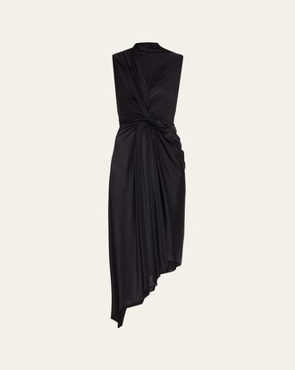 Balenciaga Melton Twisted Brushed Jersey Asymmetric Dress