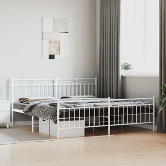 Berkfield Home Metal Bed Frame with Headboard & Footboard White 183x213 cm