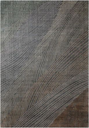 Wecon Home Alfombra de lana y viscosa hecha a mano gris/marr&oacute;n, 70x140