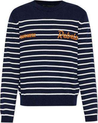 Dsquared2 Trui met logo - Heren - Ronde hals truien - Blauw - M - Katoen - Truien & Vesten