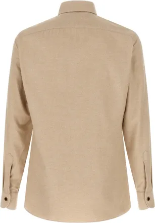 Borriello Cotton Flannel Shirt - Beige