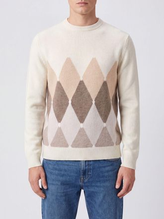 Ballantyne Maglia girocollo in puro cashmere con fantasia a rombi