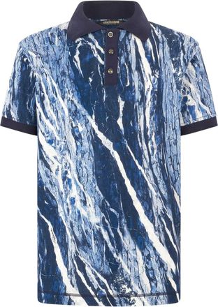 Roberto Cavalli Polo in cotone con ricamo logo - Blu
